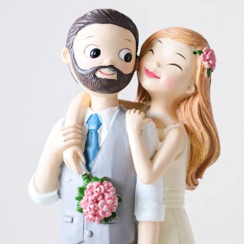Figura para tarta de boda Novio con barba y novia pelirroja - Figuras tarta