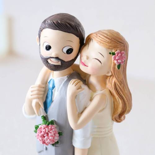Figura para tarta de boda Novio con barba y novia pelirroja - Figuras tarta