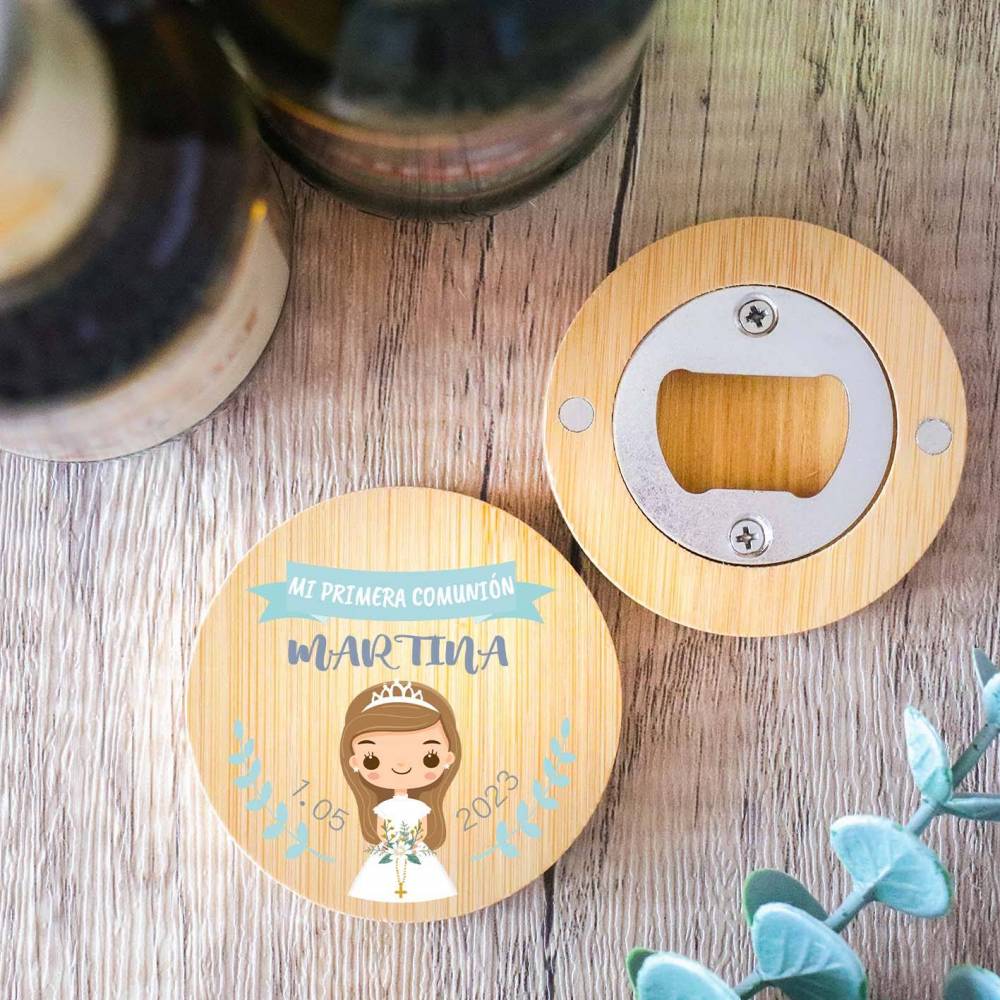 Abridor de madera con grabación "Modelo Margarita" Detalle boda - Detalles personalizables para Comunión