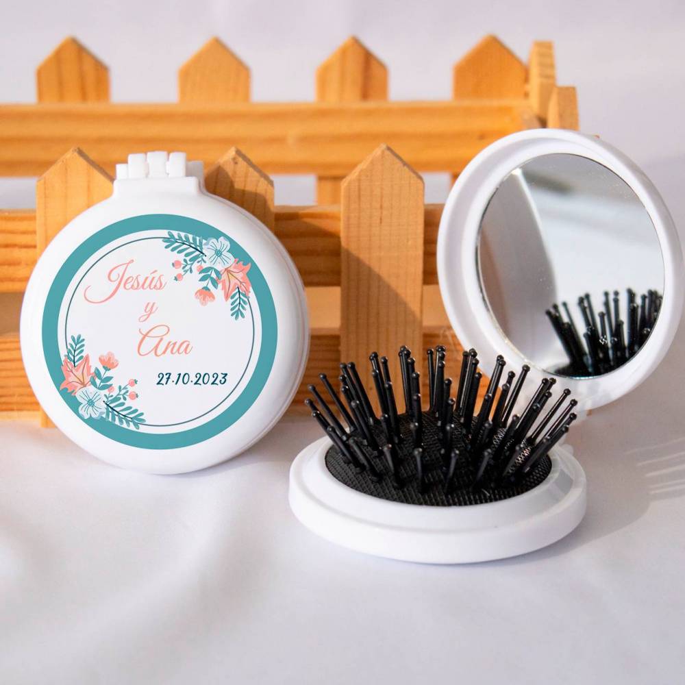 Espejo personalizado con cepillo Modelo "Ocean" Detalles boda - Detalles personalizables para Boda