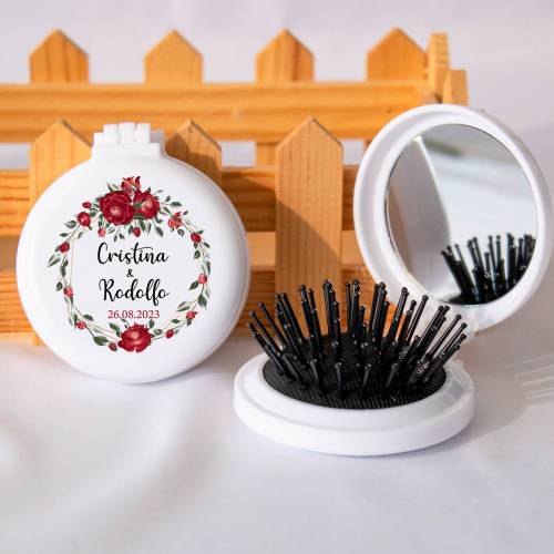 Espejo personalizado con cepillo Modelo "Sunset" Detalles boda - Detalles personalizables para Boda