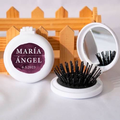 Espejo personalizado con cepillo Modelo "Baco" Detalles boda - Detalles personalizables para Boda