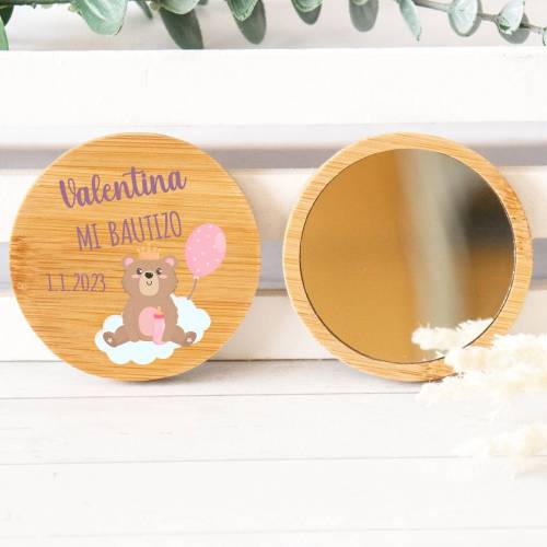 Espejo personalizado de madera " Modelo Valentina" Detalles bautizo - Detalles personalizables para Bautizo