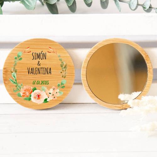 Espejo personalizado de madera "Modelo Macedonia" Detalles boda - Detalles personalizables para Boda