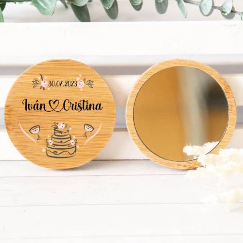 Espejo personalizado de madera "Modelo Pastel" Detalles boda - Detalles personalizables para Boda