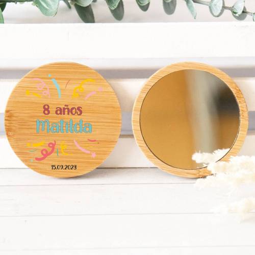 Espejo personalizado de madera "Modelo Confeti" Detalles cumpleaños - Regalos personalizables cumpleaños