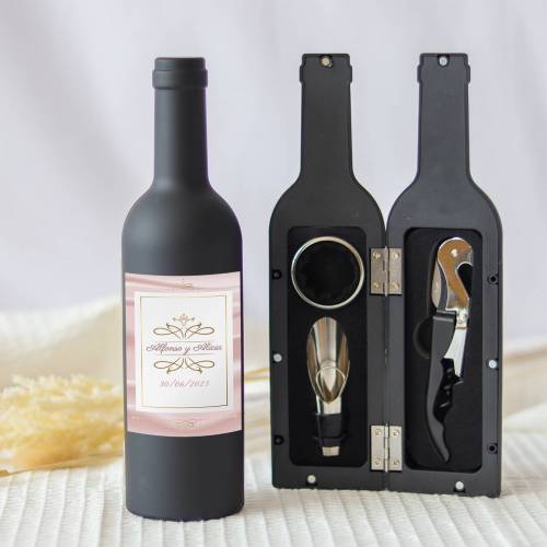 Set accesorios de vino personalizado "Modelo Encanto" Detalles boda - Detalles personalizables para Boda