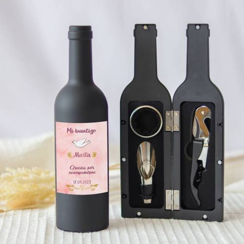 Set accesorios de vino personalizado "Modelo Mimos" Detalles bautizo - Detalles personalizables para Bautizo