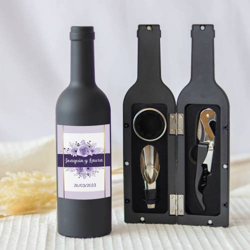 Set accesorios de vino personalizado "Modelo Milagro" Detalles boda - Detalles personalizables para Boda