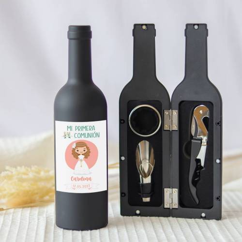 Set accesorios de vino personalizado "Modelo Luna" Detalles comunión - Detalles personalizables para Comunión