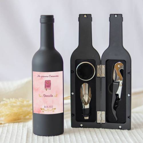 Set accesorios de vino personalizado "Modelo Book" Detalles comunión - Detalles personalizables para Comunión
