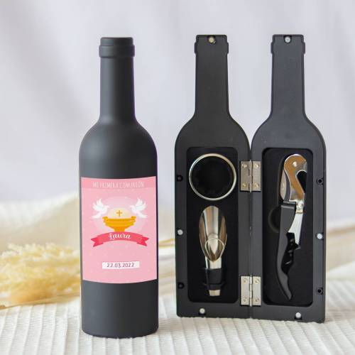 Set accesorios de vino personalizado "Modelo Copa niña" Detalles comunión - Detalles personalizables para Comunión