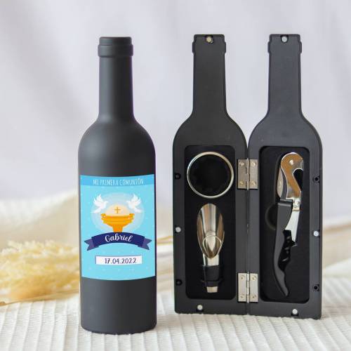 Set accesorios de vino personalizado "Modelo Copa niño" Detalles comunión - Detalles personalizables para Comunión