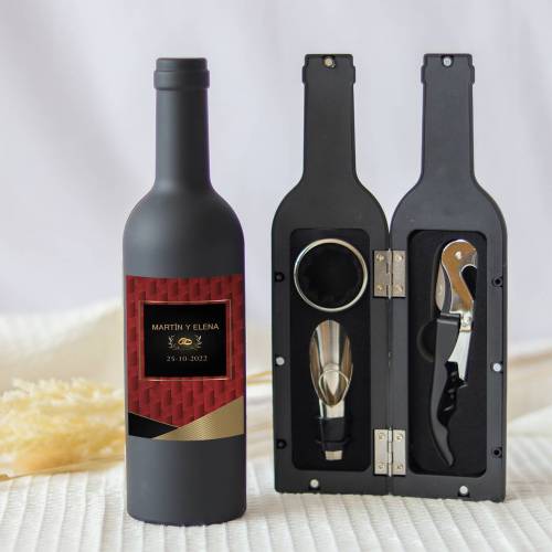 Set accesorios de vino personalizado "Modelo Rouge" Detalles boda - Detalles personalizables para Boda