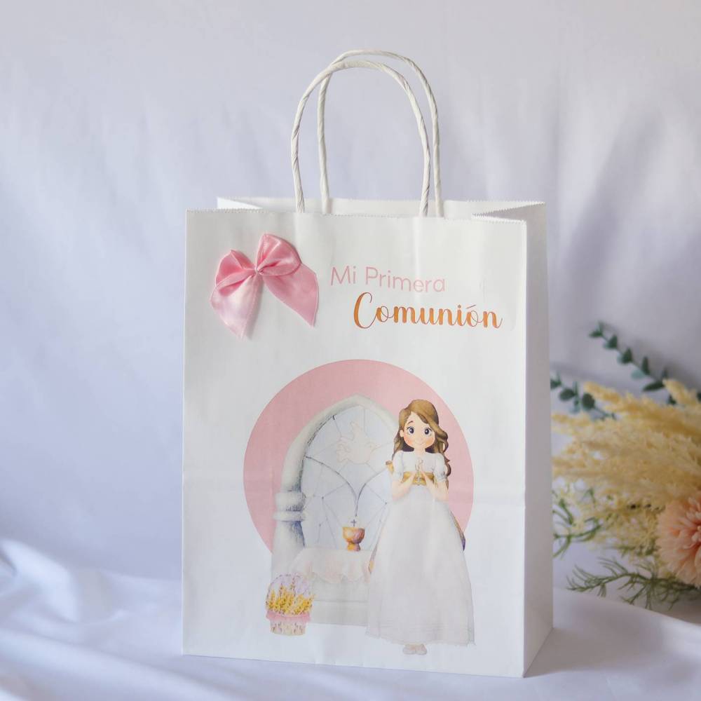 Bolsa de regalo de primera comunión para niños o niñas, paquete de 12