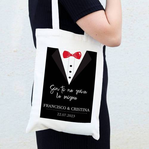 Bolsa de tela personalizada Boda "Esmoquin" Detalles de boda - Detalles personalizables para Boda