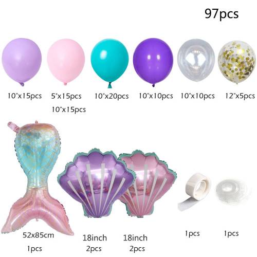 Kit de arco de globos de sirena 97 globos - Decoración De Comunión