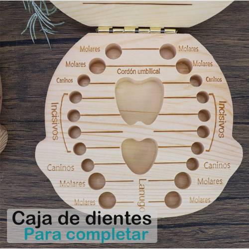 Caja de madera niña para guardar dientes de leche en forma de detalle - Detalles De Bautizo Para Niños