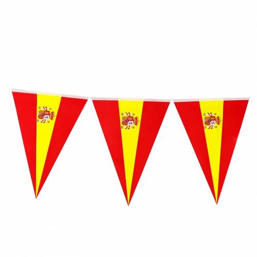 Banderines triangulares con la bandera de España