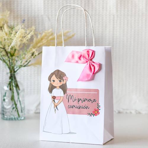 ▷ Bolsa de papel comunión niña Detalles invitados comunión ❤️