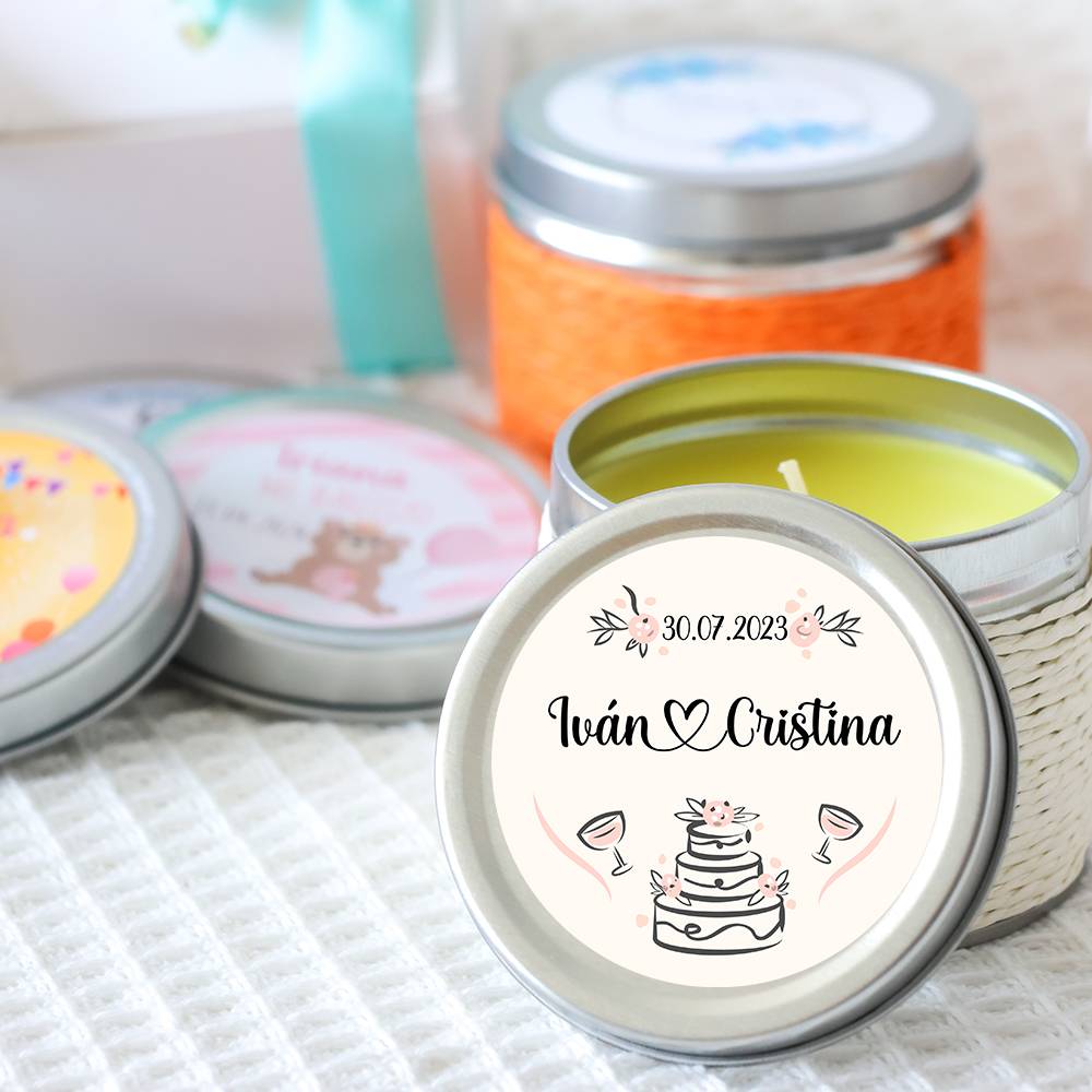 Vela personalizada aromática "Pastel" detalles boda - Velas personalizadas boda Vela personalizada aromática "Pastel" detalles boda - Velas personalizadas boda