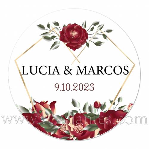 Pegatinas con flores para bodas personalizadas - Pegatinas Y Etiquetas Personalizadas boda