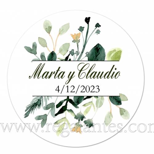 ▷ Pegatinas con nombres personalizadas bodas "Nature" | Regalantes.com