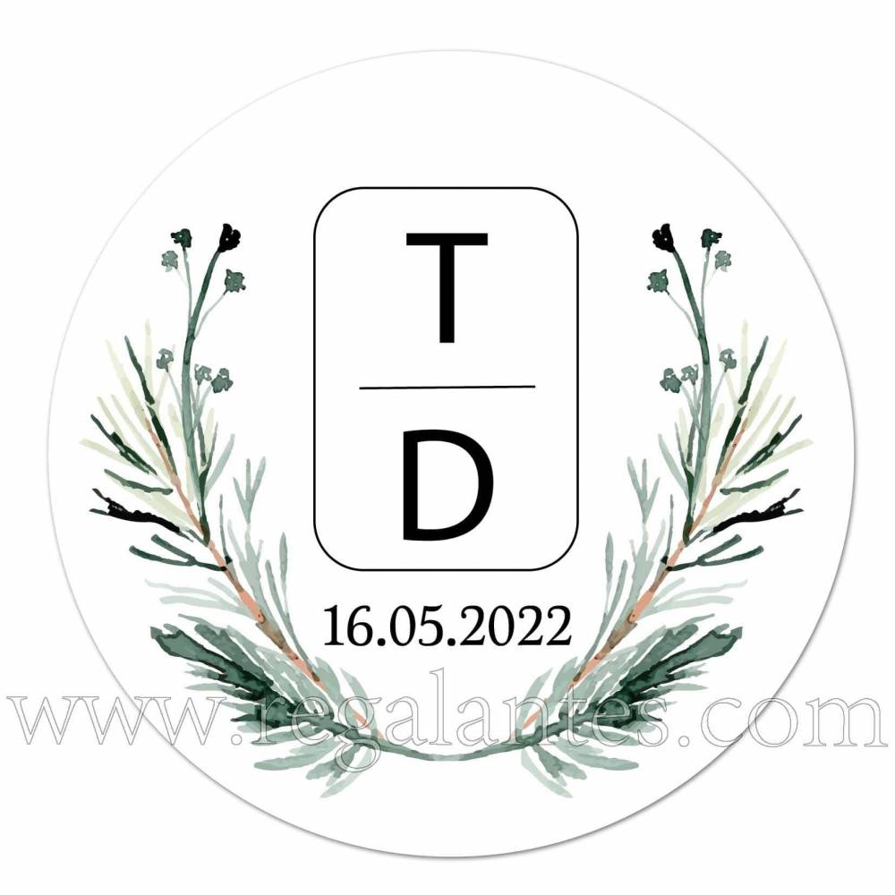 Pegatina personalizada con iniciales para bodas - Pegatinas Y Etiquetas Personalizadas boda