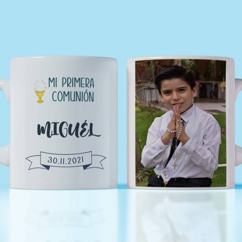 Taza personalizada de la primera comunión con foto del niño - Detalles Personalizados
