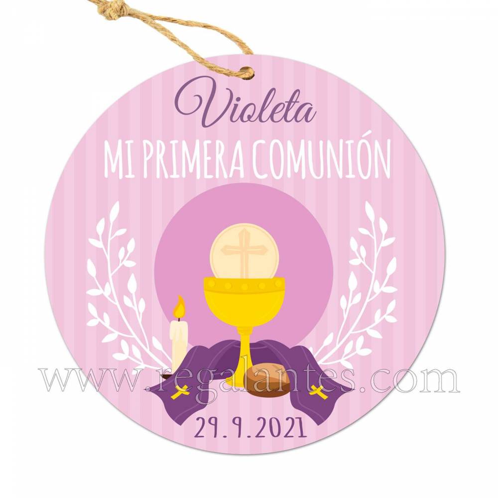 Etiqueta Comunión Personalizada Niña Violeta - Pegatinas Y Etiquetas Personalizadas Comunión