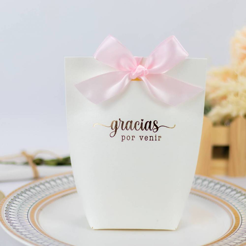 Caja de regalo grande para detalles “Gracias por venir” en rosa - Detalles para comunión