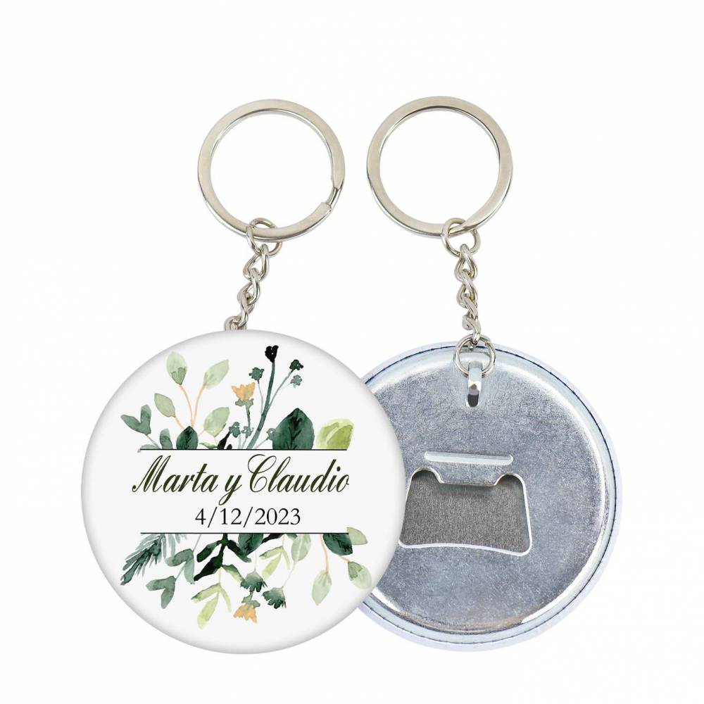 Llavero de chapa abridor personalizado "Nature" detalles boda - Llaveros Abrebotellas Personalizados Boda