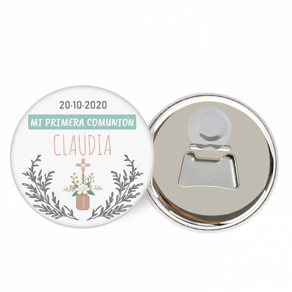 Abridor con imán personalizado "Claudia" detalles comunión - Abridor Imán Personalizado Comunión