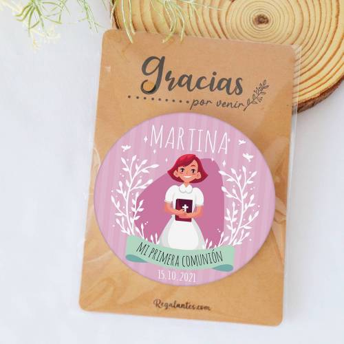Chapa personalizada modelo Martina detalles comunión