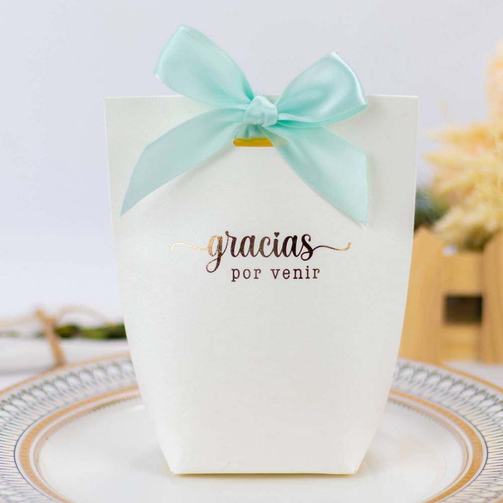 Caja de regalo grande para detalles “Gracias por venir” en azul - Detalles para comunión