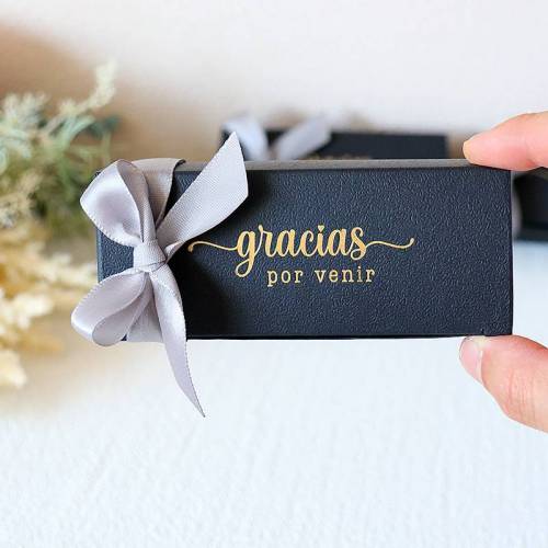 Caja de regalo negra con dedicatoria Detalle de boda - Detalles boda unisex