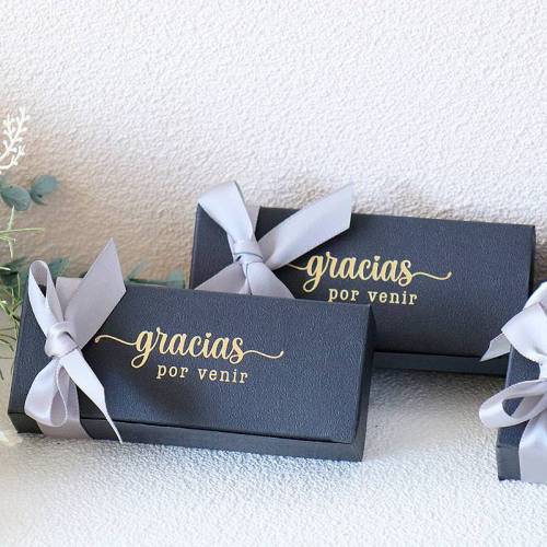 Caja de regalo negra con dedicatoria Detalle de boda - Detalles boda unisex
