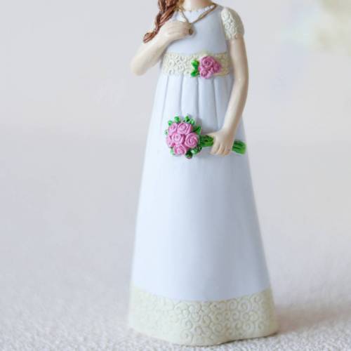 Figura tarta de comunión Niña con ramo de rosas - Figuras Tarta Comunión